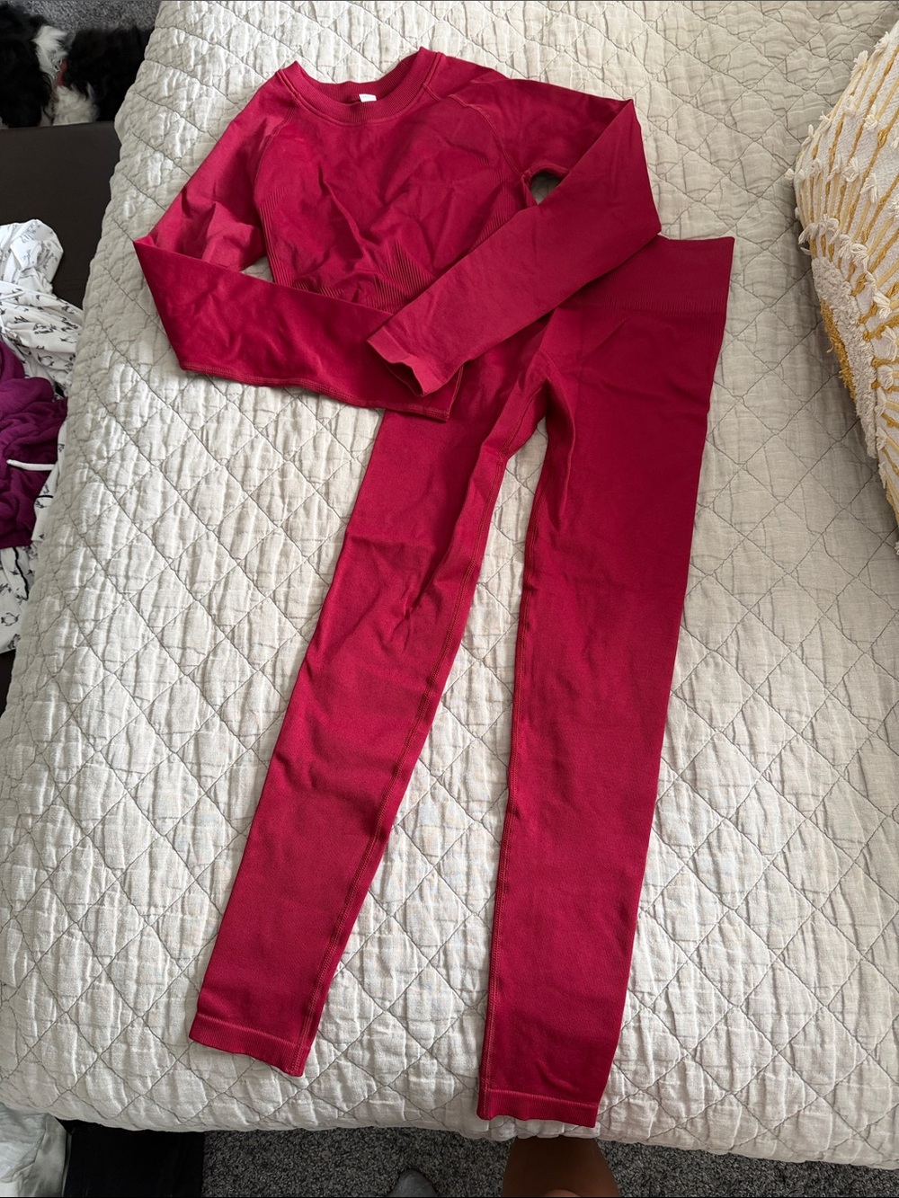 Women’s Long Sleeve Thermal Top and Leggings Set - Berry Red